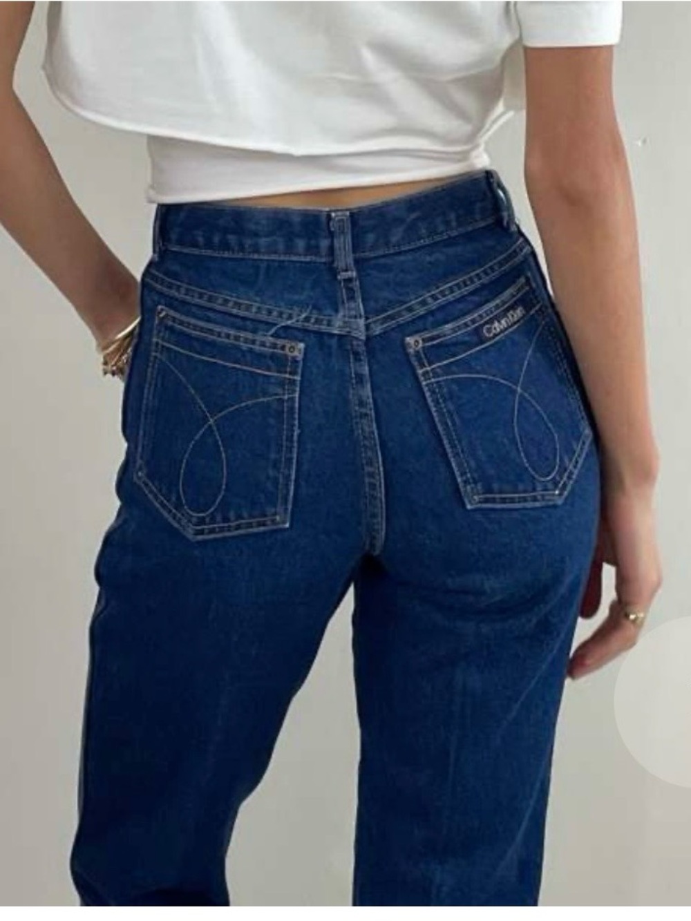 90’s Vintage Calvin Klein Dark Blue High Waist Straight Leg Jeans 10
